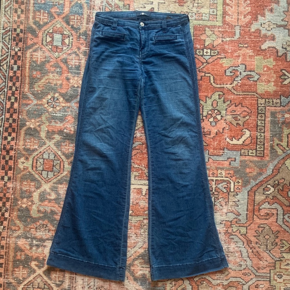 7 For All Mankind Mid-Rise Wide Leg Jeans